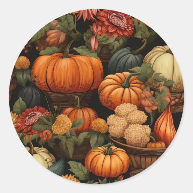 Autumn Celebration Classic Round Sticker (Front)