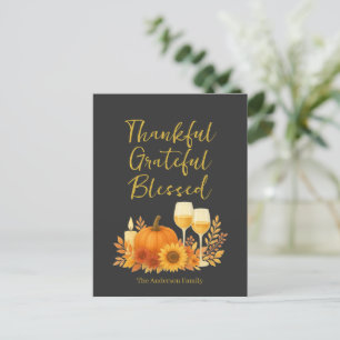 Autumn Celebration - Elegant Gold Thanksgiving Postcard