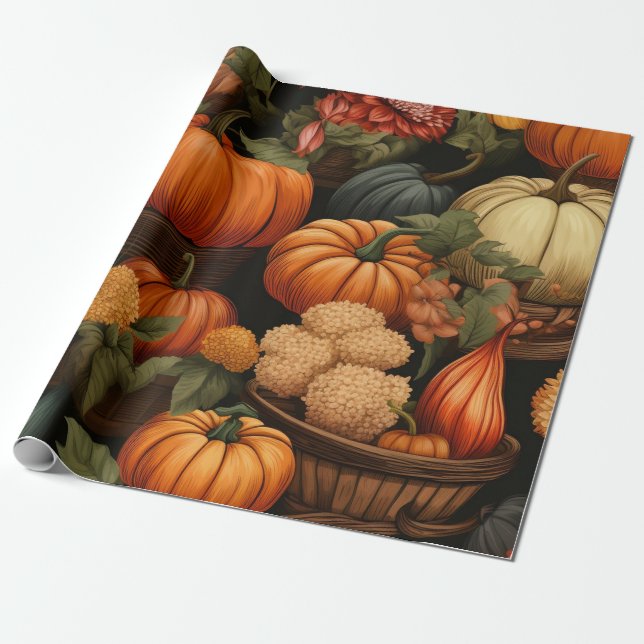 Autumn Celebration Wrapping Paper (Unrolled)