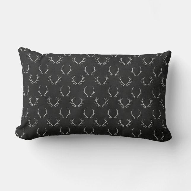 Autumn Chalkboard Antler Pattern Lumbar Cushion (Front)