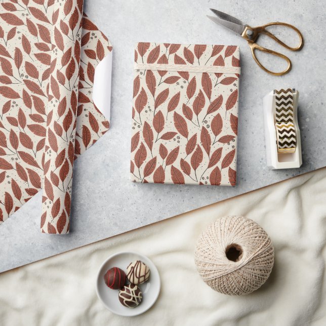 Autumn Changing Leaves in Rust Orange Wrapping Paper (Crafts)