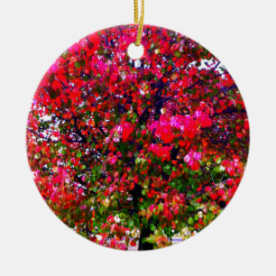 Autumn Changing Leaves, pink impressionistic trees Ceramic Tree Decoration