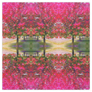 Autumn Changing Leaves, pink impressionistic trees Fabric