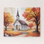 Autumn Chapel/Church Jigsaw Puzzle<br><div class="desc">Autumn Chapel/Church
Art/illustration
colorful
customizable</div>