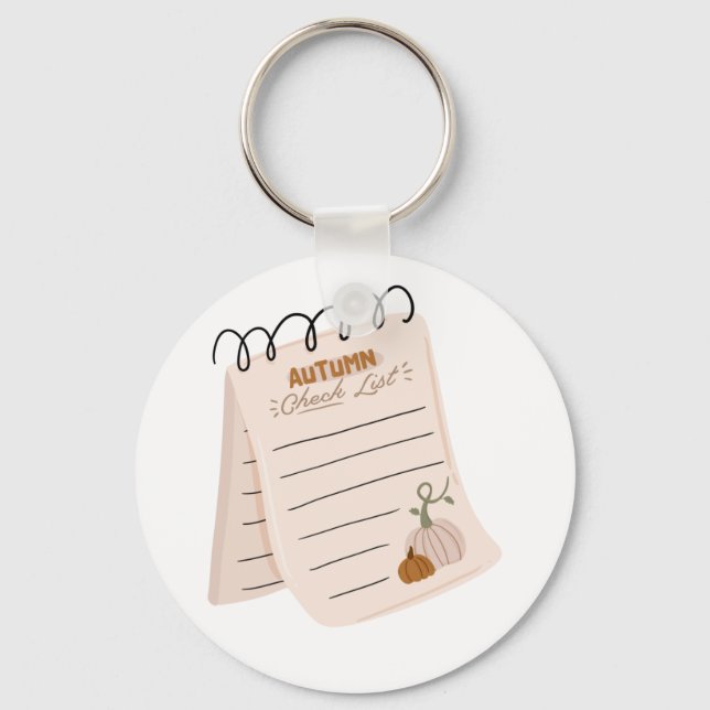 Autumn Checklist Notepad Fall To Do List  Key Ring (Front)