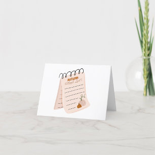 Autumn Checklist Notepad Fall To Do List  Thank You Card