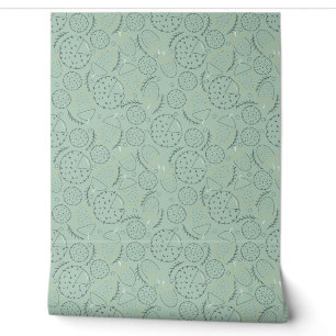 Autumn chestnut and acorn pattern line art wallpaper