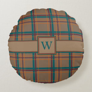 Autumn Chic Plaid Round Pillow