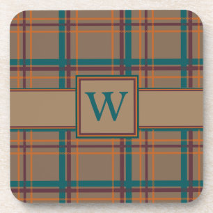 Autumn Chic Plaid Square Coaster