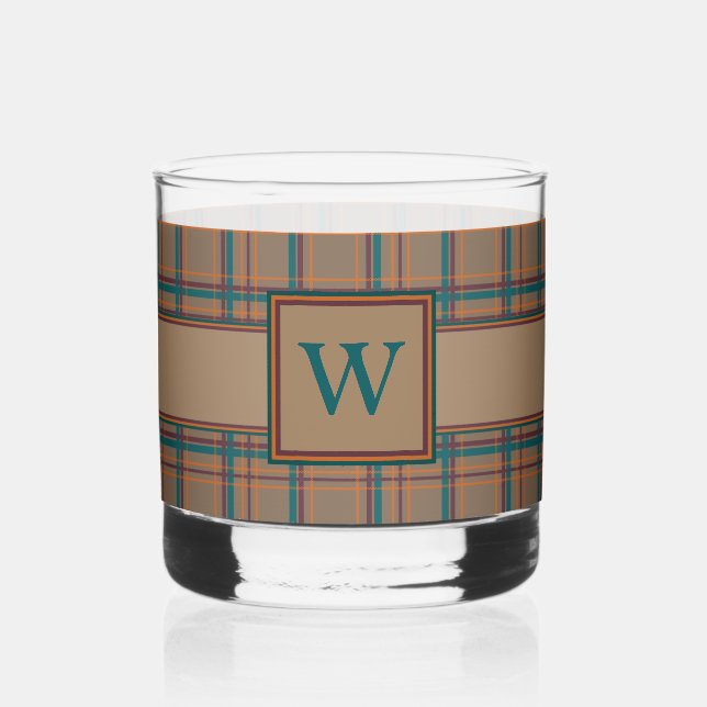 Autumn Chic Plaid Whiskey Glass (Front)