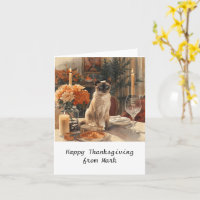 Autumn chic Siamese Cat  hostess cat at dinner 