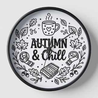 Autumn & Chill | Cosy Fall Hand-Lettered Line Art Clock