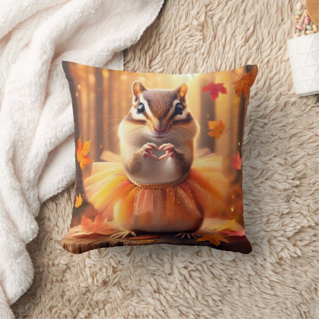 Autumn Chipmunk Wearing an Orange Tutu  Cushion (Blanket)
