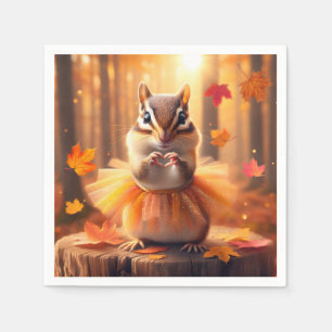 Autumn Chipmunk With Tutu and Heart Napkin