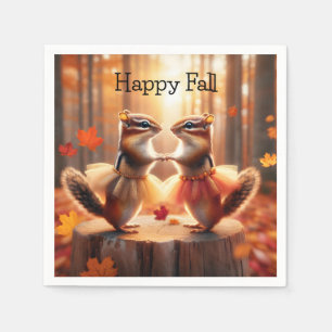 Autumn Chipmunks Dancing Napkin