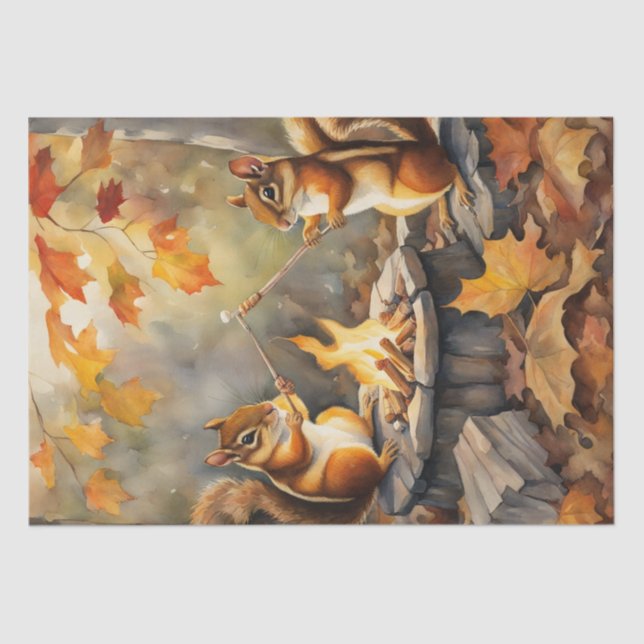 Autumn Chipmunks & Marshmallows Decoupage Tissue Paper (Front)