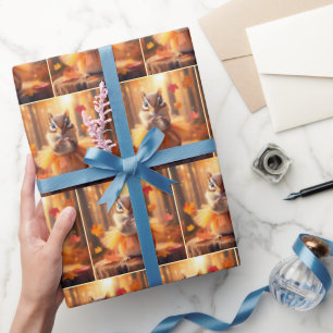 Autumn Chipmunks With Heart Wrapping Paper