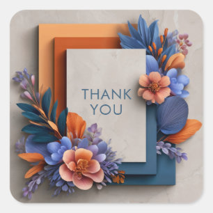 Autumn Chrysanthemum Floral Thank you Square Sticker