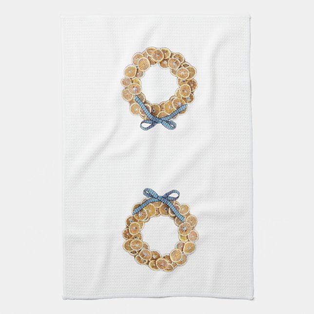 Autumn Citrus Wreath Kitchen Towel (Vertical)