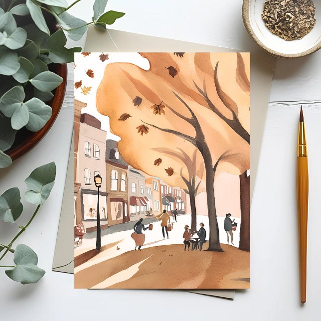 Autumn City Park | Fall Foliage Watercolor Postcard (Creator Uploaded)