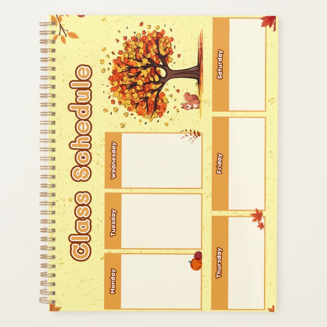 Autumn Class Schedule with Cute Fall Illustrations Planner (Front)