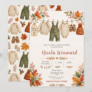 Autumn Clothesline Baby Shower Invitation