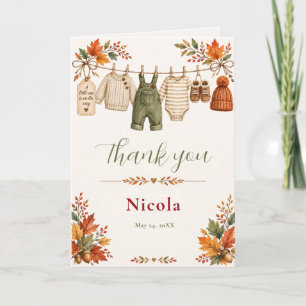 Autumn Clothesline Baby Shower Thank You Card