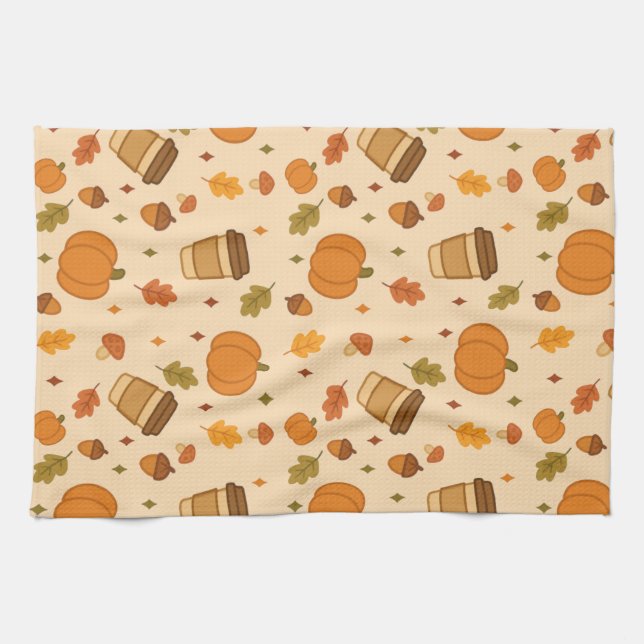 Autumn Coffee Tea Towel (Horizontal)