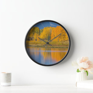 Autumn Colored Aspen Trees Clock