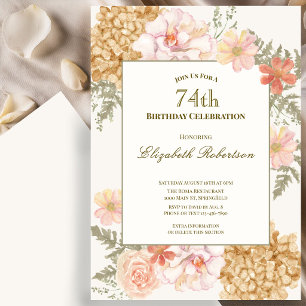 Autumn Colors Floral 74th Birthday Invitation
