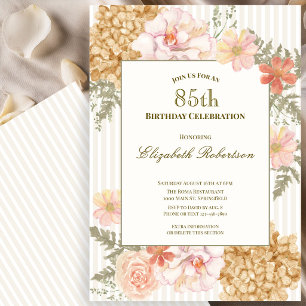 Autumn Colors Floral 85th Birthday Invitation