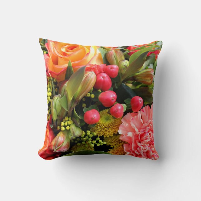 Autumn Colors Flower Bouquet Cushion (Front)