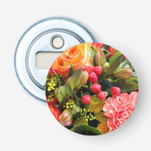 Autumn Colors Flower Bouquet Photo Bottle Opener
