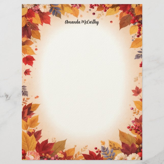 Autumn Colors Stationery Paper Custom Letterhead (Front)