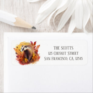 Autumn Colors Watercolor Badger Return Address