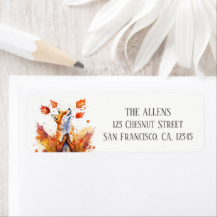 Autumn Colors Watercolor Happy Fox Return Address