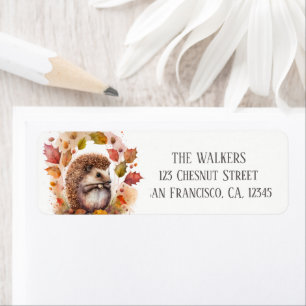 Autumn Colors Watercolor Hedgehog Return Address