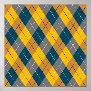 Autumn Colour Argyle Geometric Plaid Pattern Poster