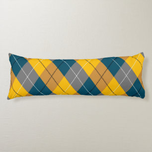 Autumn Colour Geometric Plaid Yellow Brown Pattern Body Cushion