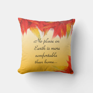 autumn colour leaves in yellow background. cushion