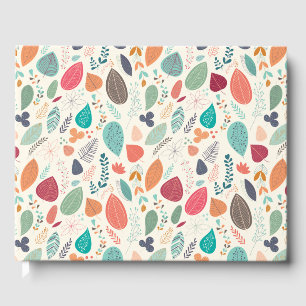 Autumn Colour Leaves Pattern Guest Book