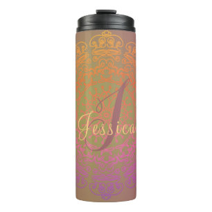Autumn Colour Mandala Monogram Thermal Tumbler