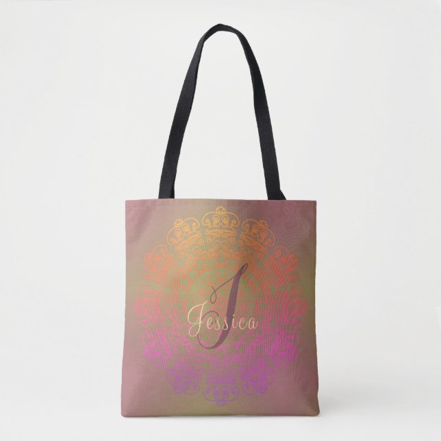 Autumn Colour Mandala Monogram  Tote Bag (Front)