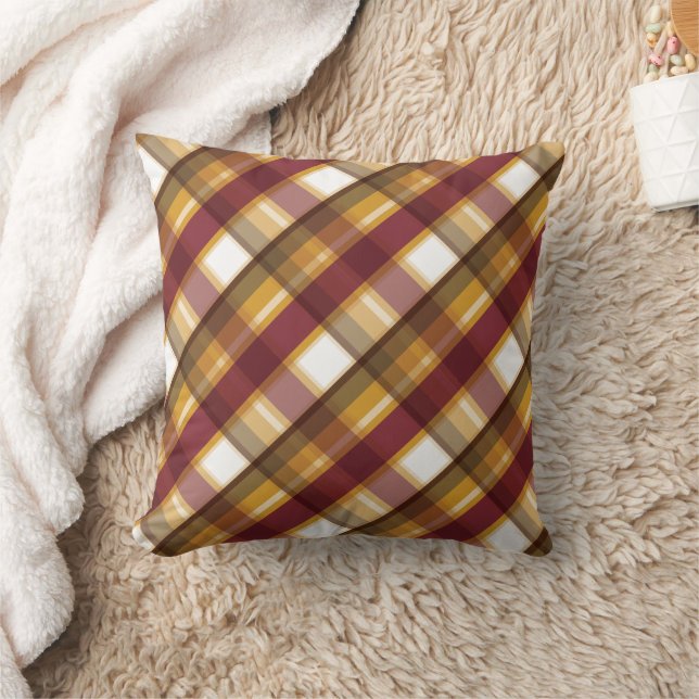 Autumn Colour Plaid Pattern Cushion (Blanket)