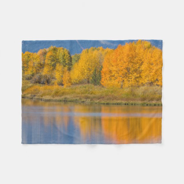 Autumn Coloured Aspen Trees Fleece Blanket (Front (Horizontal))