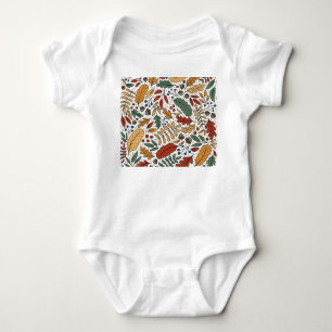 Autumn Coloured Leaf Square Design Baby Bodysuit