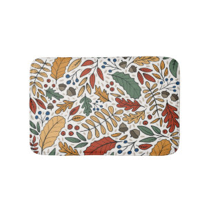 Autumn Coloured Leaf Square Design Bath Mat