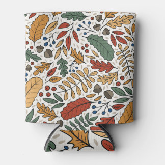 Autumn Coloured Leaf Square Design Can Cooler