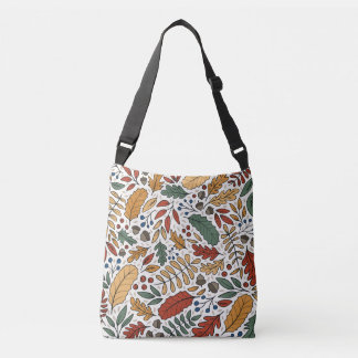 Autumn Coloured Leaf Square Design Crossbody Bag