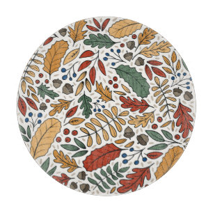 Autumn Coloured Leaf Square Design Cutting Board